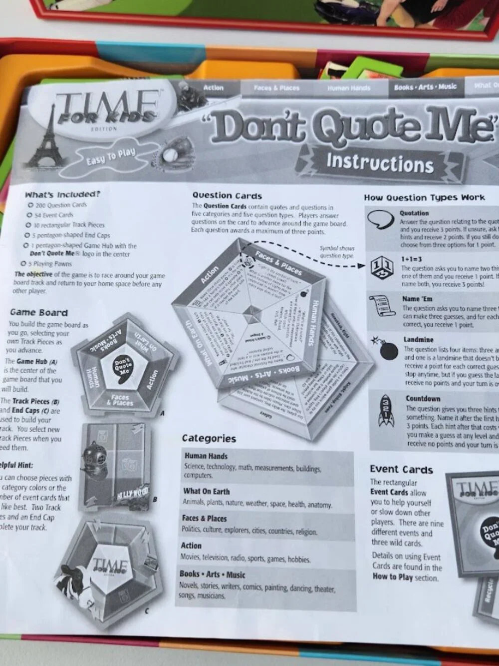 Don't Quote Me TIME for Kids Edition Board Game Trivia 10+ Fun Easy Facts Toy Ov